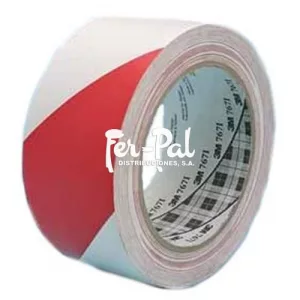 3M™ 767 Cinta de Vinilo con Franjas de Seguridad económica, Blanca roja